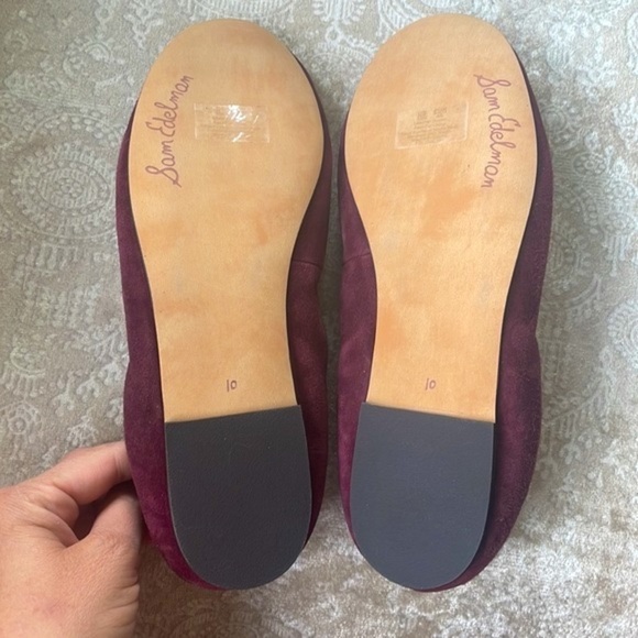 Brand New SAM EDELMAN Felicia Genuine Suede Bow Ballet Flats Burgundy Loafers - Picture 12 of 16